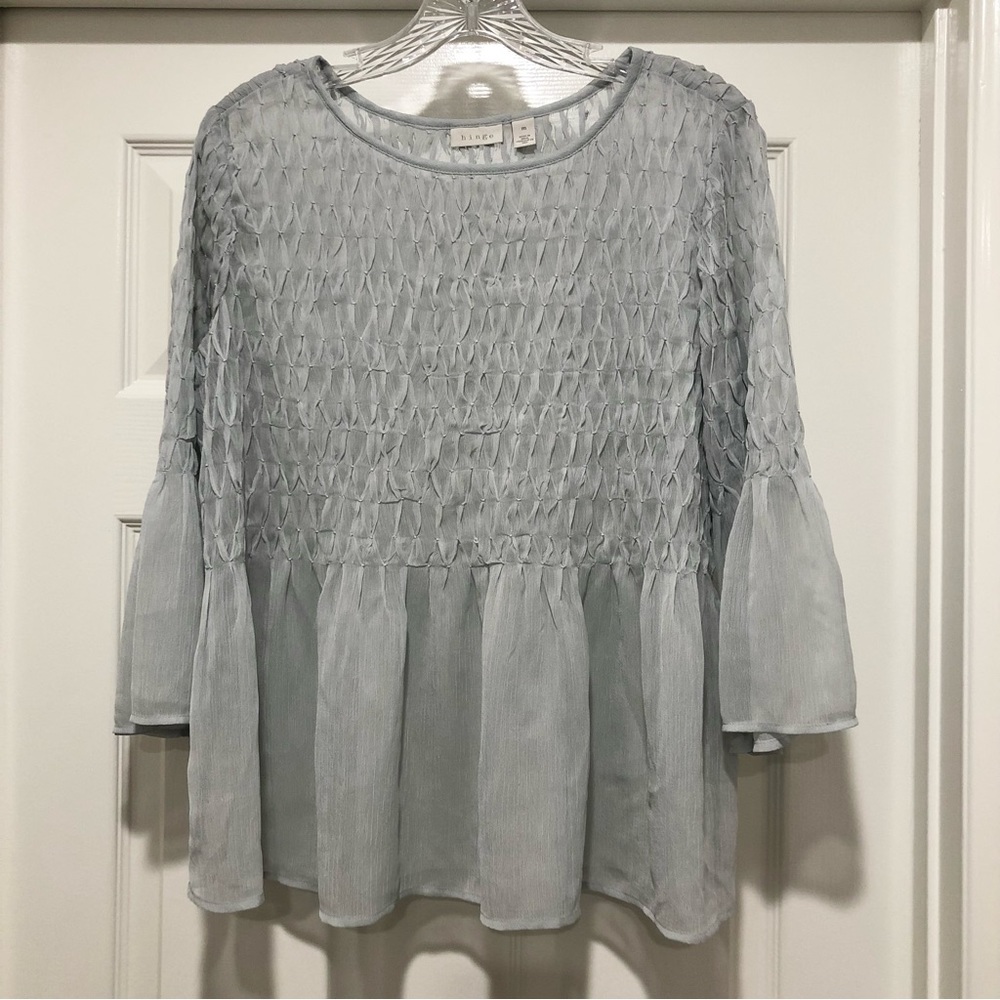New HINGE Pale Blue Sheer Romantic Top Blouse Size Medium
